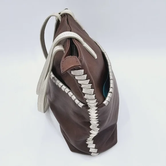 Jack Rogers Brown Leather Shoulder Bag Purse with Tassel - Picture 3 of 16